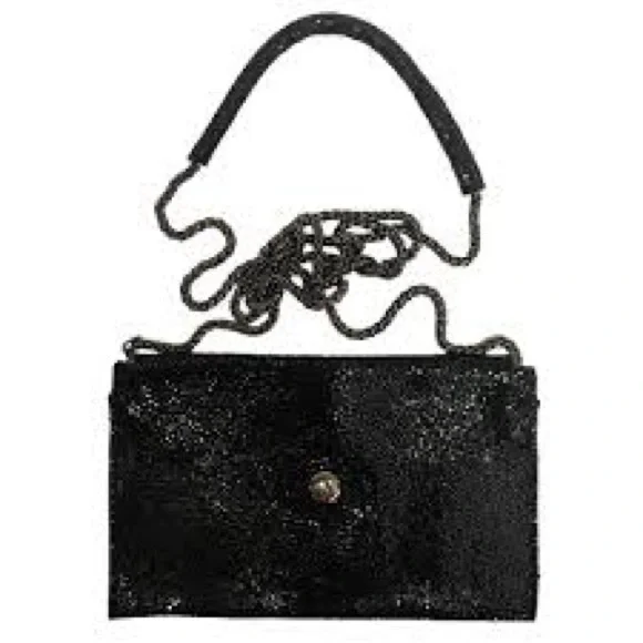Sorial Black Leather Sequin Evening Handbag mini - Picture 1 of 6